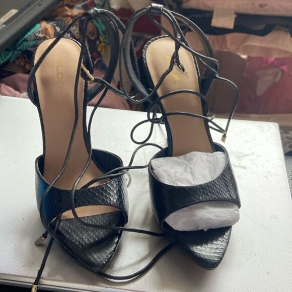 Aldo Black Strappy Heels - Picture 7 of 7